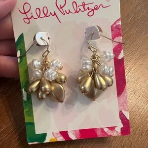 Lilly Pulitzer Gold and White Cluster Earrings